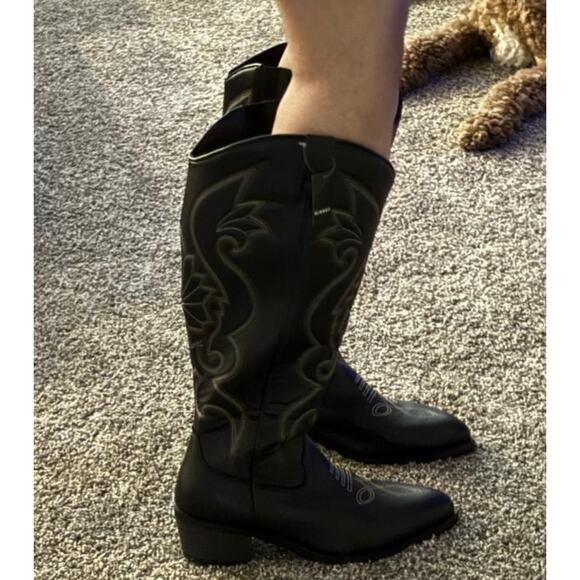 New! Never worn! TORRID Western Knee Boot Extra Wide Calf Black Size 8 - Picture 10 of 11